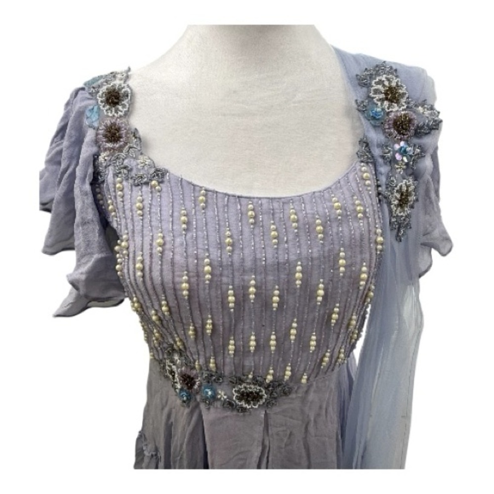 Lavender Pearl Embroidered 3-Piece Party Wear Set w/ Palazzo – Beaded & Sequined